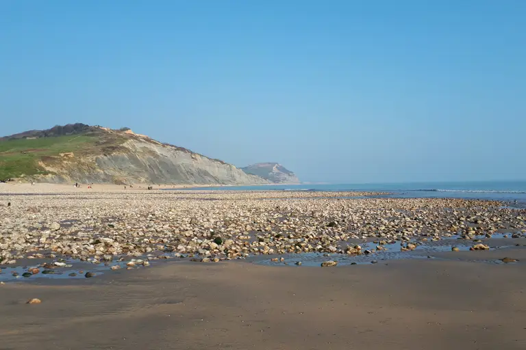 Charmouth beach with the cliffs stretching away along the coast