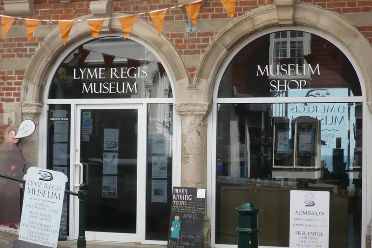 The front of Lyme Regis Museum, a tall Victorian building on the seafront