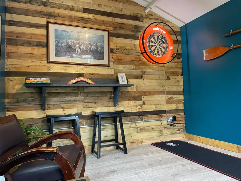 *New for 2023* The Darts Den in the back garden offers a great games/chill-out space all year round.